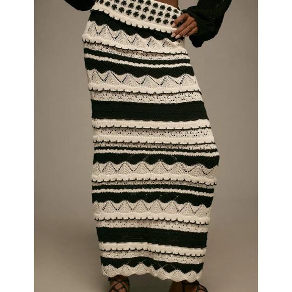 NWT Anthropologie Textured Knit Black White Midi Skirt size XXS Petite msrp $168 - Picture 14 of 14